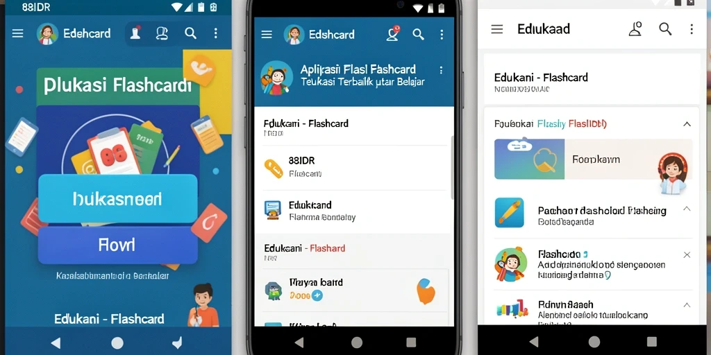 Tampilan antarmuka aplikasi Flashcard 88IDR yang menarik dan interaktif.