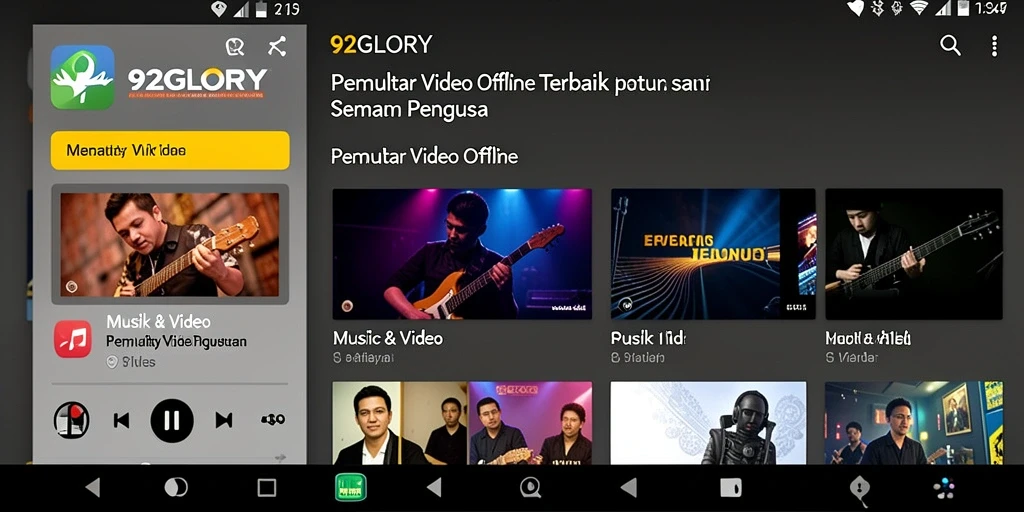 Antarmuka intuitif dari 92GLORY saat memutar video offline.