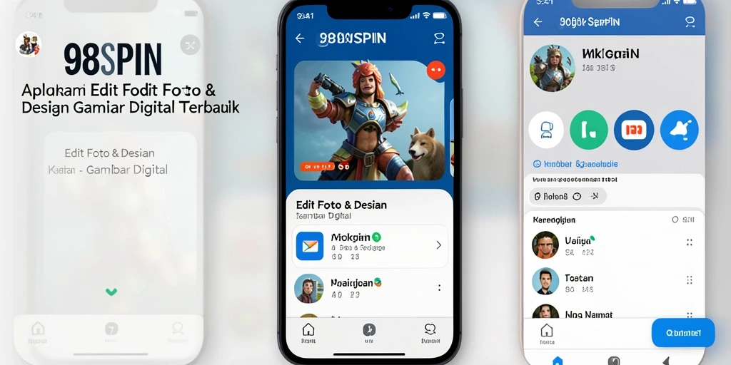 Tampilan antarmuka pengguna aplikasi 98SPIN untuk pengeditan gambar digital.