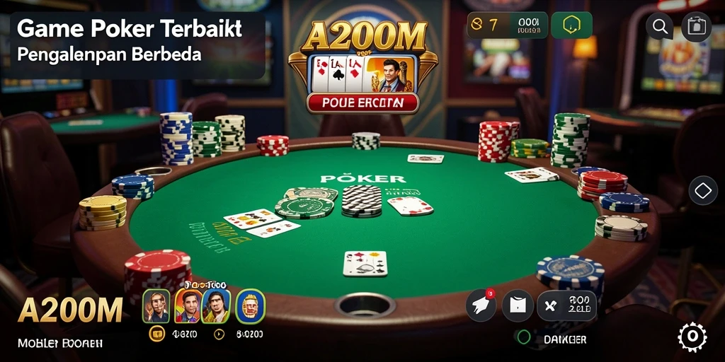 Tampilan antarmuka A200M yang menarik dan fungsional untuk bermain Poker.