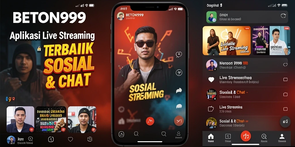 Tampilan aplikasi <strong>BETON999</strong> saat Live Streaming yang interaktif dan menarik.