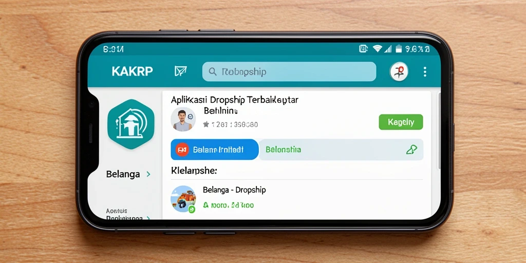 Screenshot utama KAKRP menampilkan antarmuka pengguna aplikasi Dropship yang ramah.