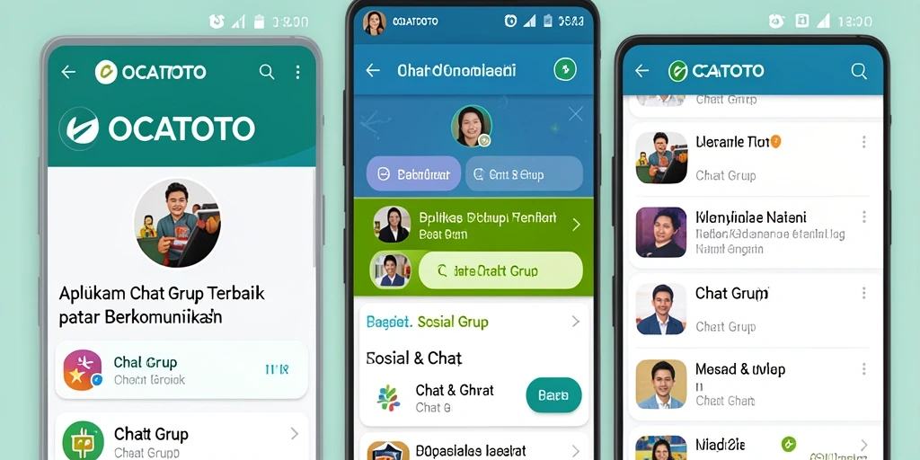 Antarmuka OCATOTO yang intuitif dan menarik untuk chatting grup.